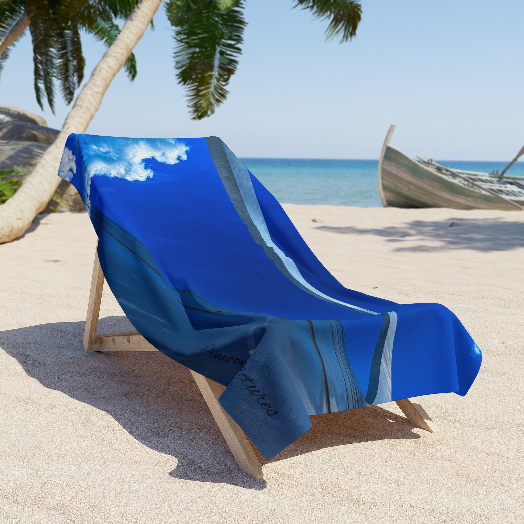 Cloud & Sail Blue Beach Towel - Nautical Sky Design