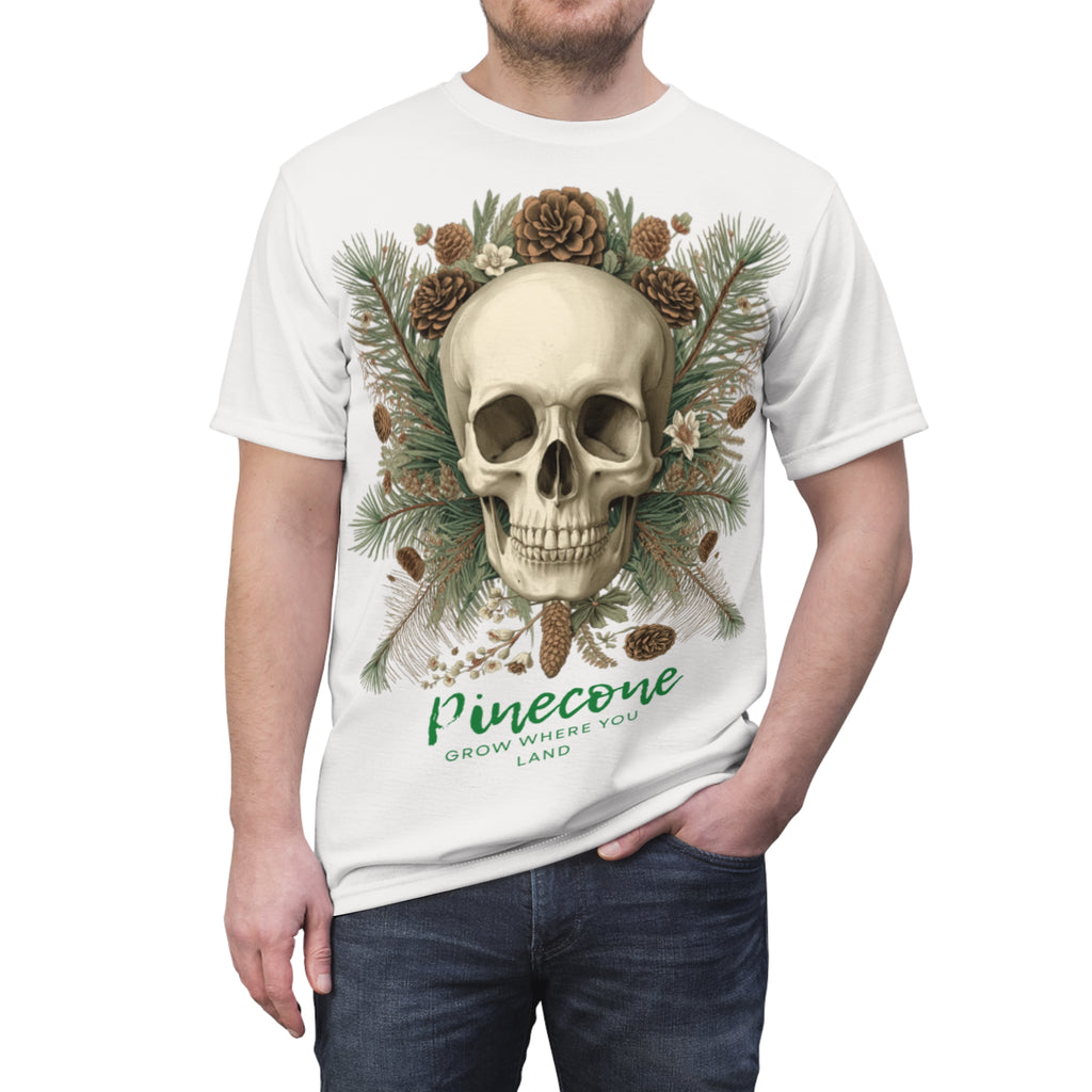 Skull & Pinecone T‑Shirt — 'Pinecone: Grow Where You Land' Nature Skull Tee