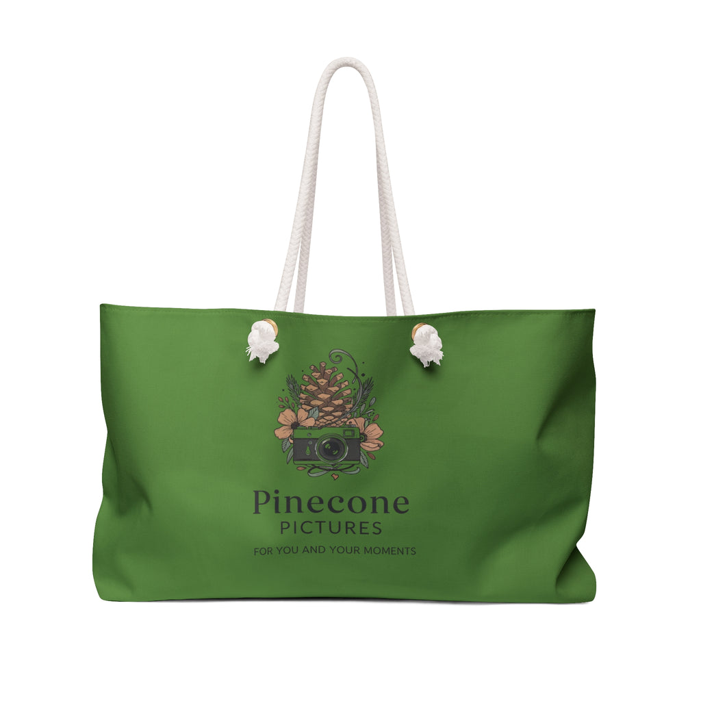 Pinecone Pictures Green Weekender Bag — Floral Pinecone Logo Travel Tote