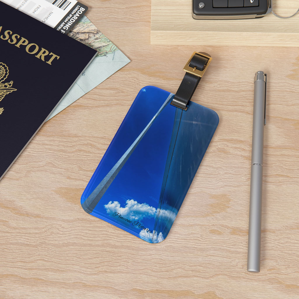 Blue Sky Jet Stream Luggage Tag — Travel ID with Contrail Design