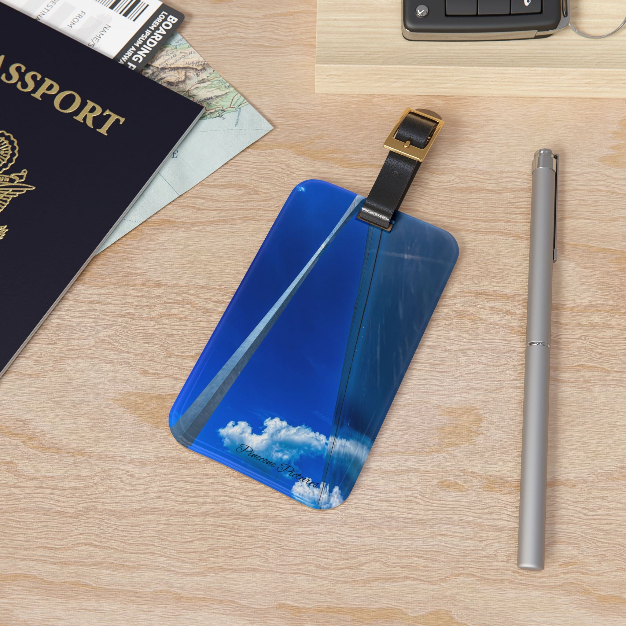 Blue Sky Jet Stream Luggage Tag — Travel ID with Contrail Design
