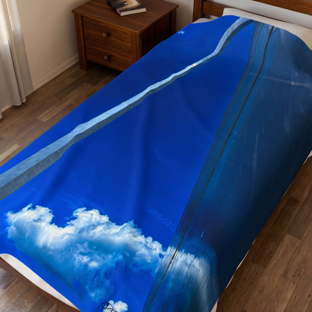Velveteen Plush Blanket - Blue Sky & Sailboat Sail Photo Throw