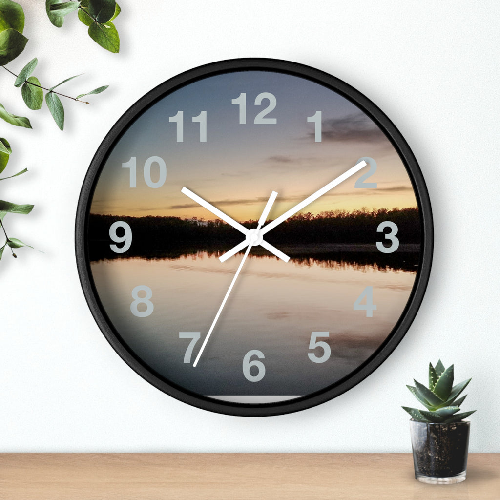 Sunset Lake Wall Clock – Reflective Nature Scenic Clock