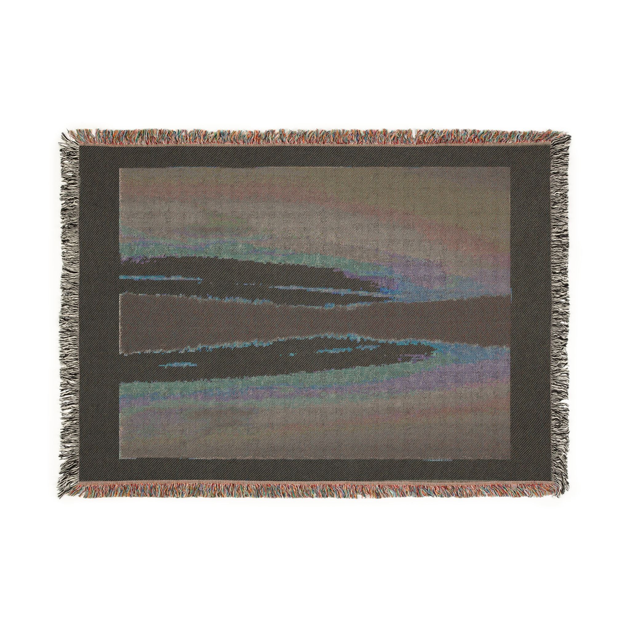 Sunset Lake Woven Blanket — Scenic Lakeside Throw for Living Room & Cabin Décor