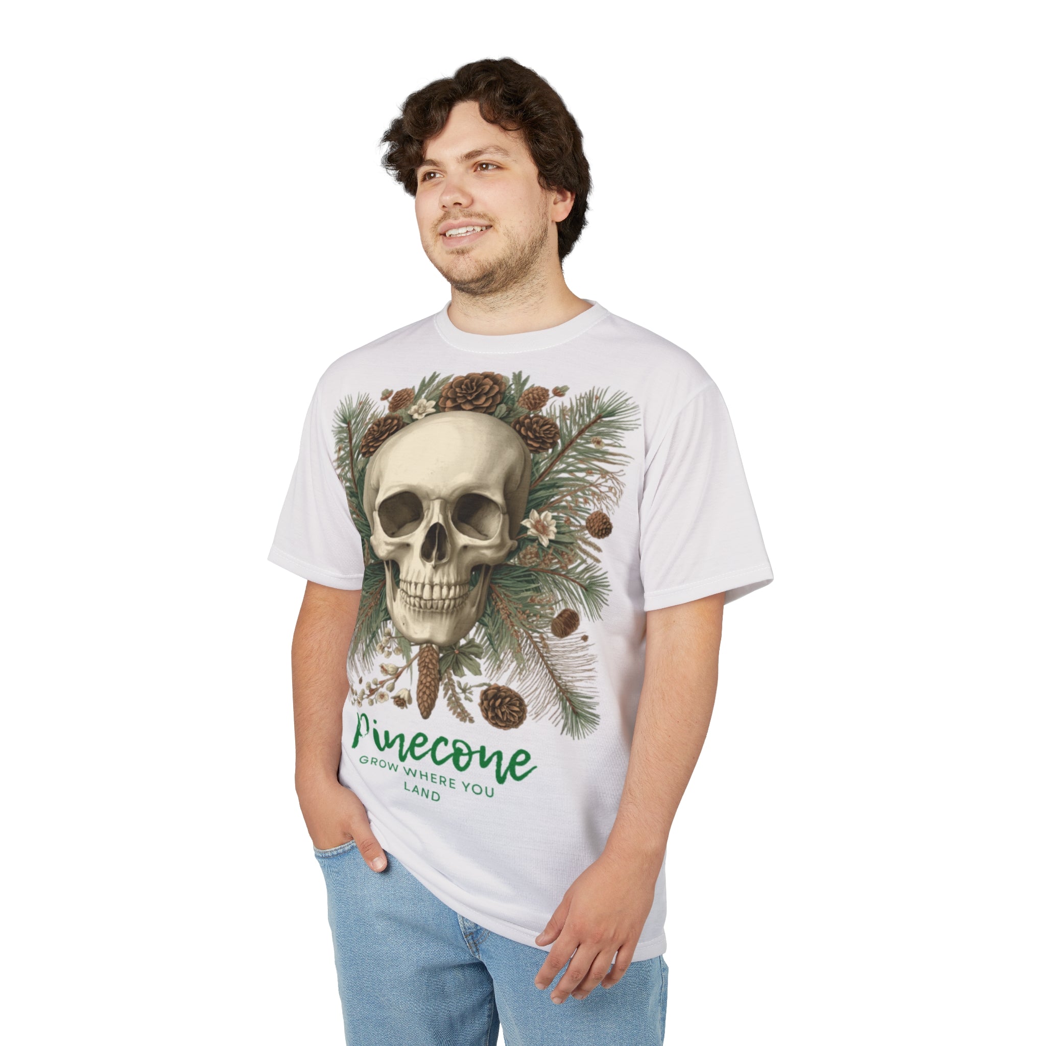 Skull & Pinecone T‑Shirt — 'Pinecone: Grow Where You Land' Nature Skull Tee