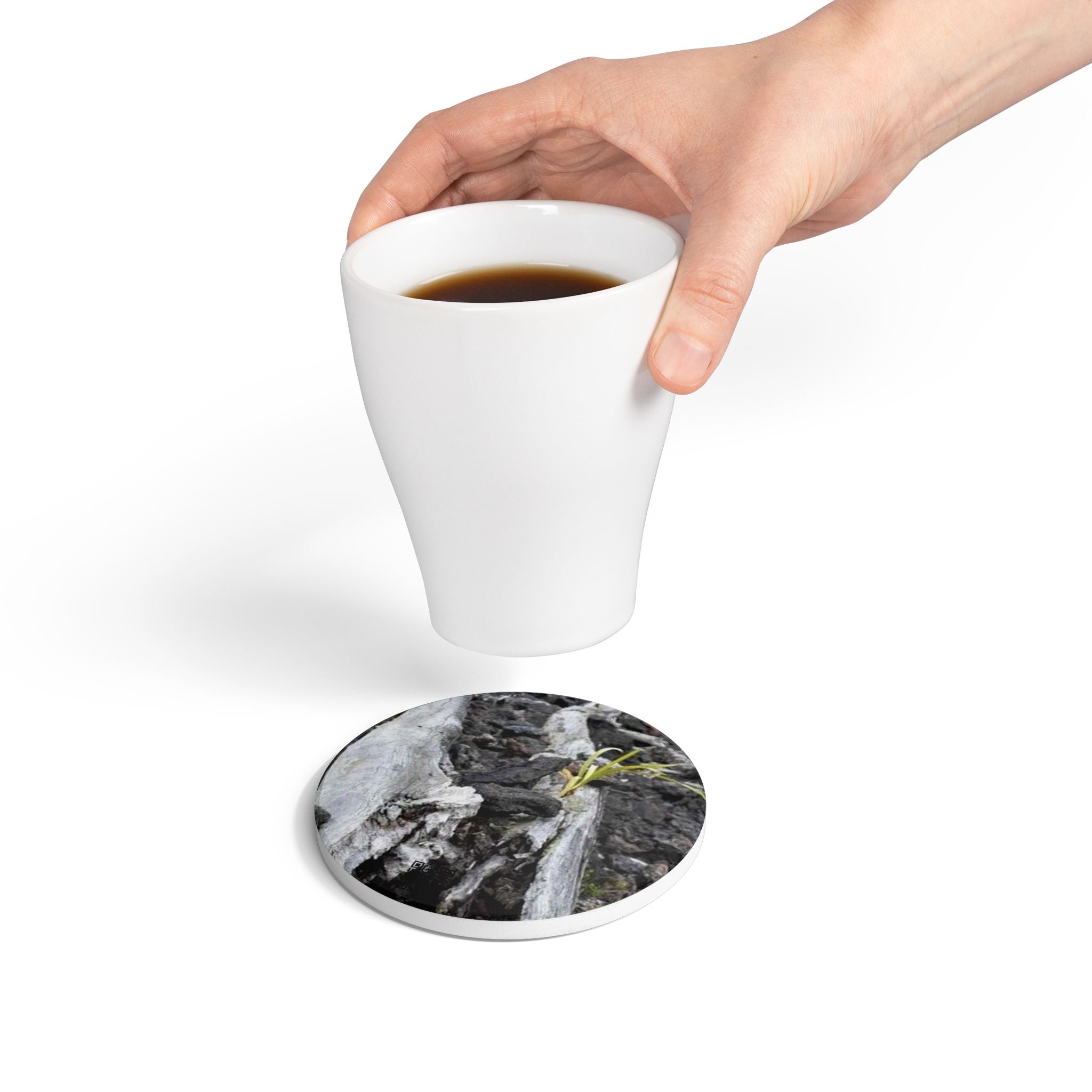 Driftwood Nature Ceramic Coaster — Rustic Woodland Drink Coaster