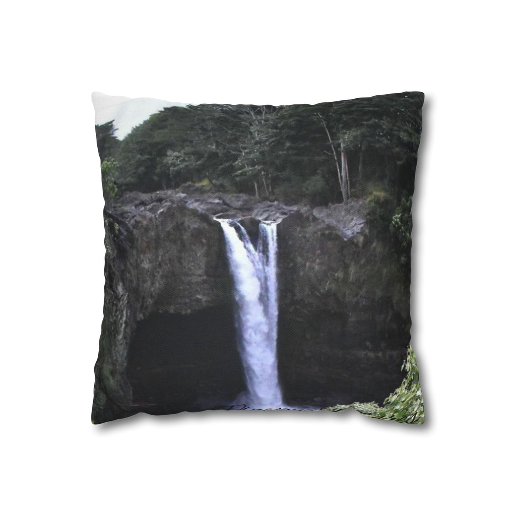 Waterfall Photo Pillowcase — Tropical Falls Decorative Throw Pillow