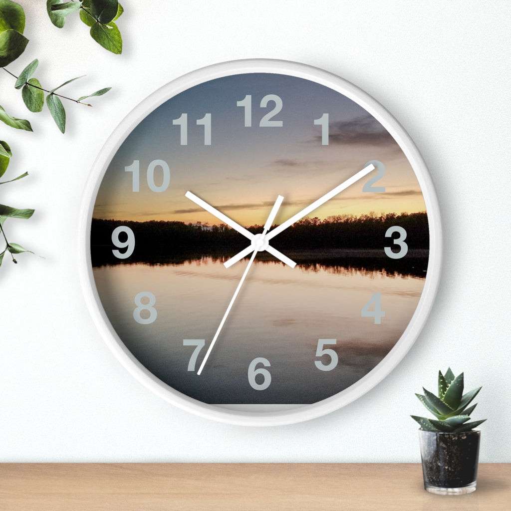 Sunset Lake Wall Clock – Reflective Nature Scenic Clock