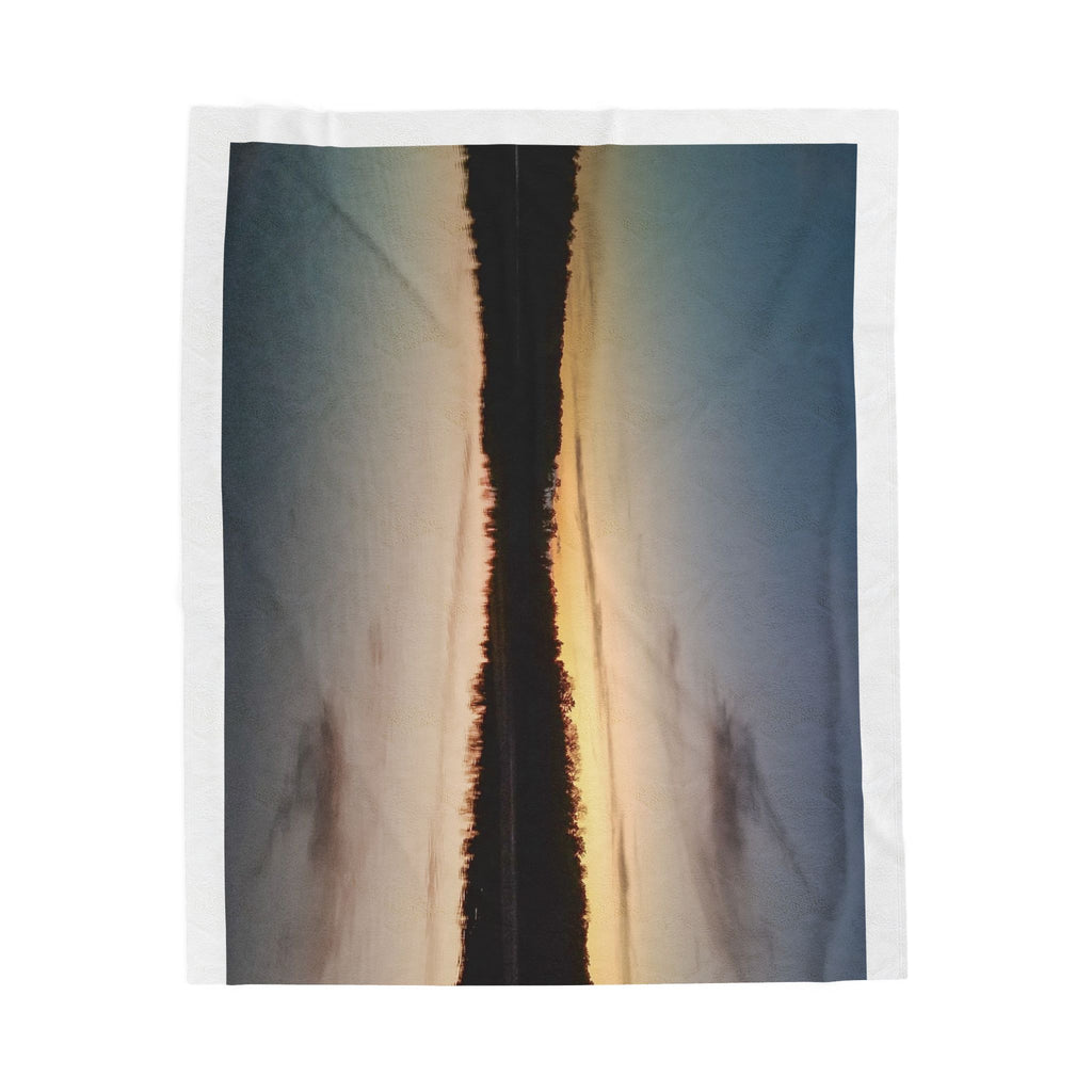 Sunset Reflection Velveteen Plush Blanket — Cozy Lake Scenery Throw