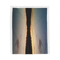 Sunset Reflection Velveteen Plush Blanket — Cozy Lake Scenery Throw