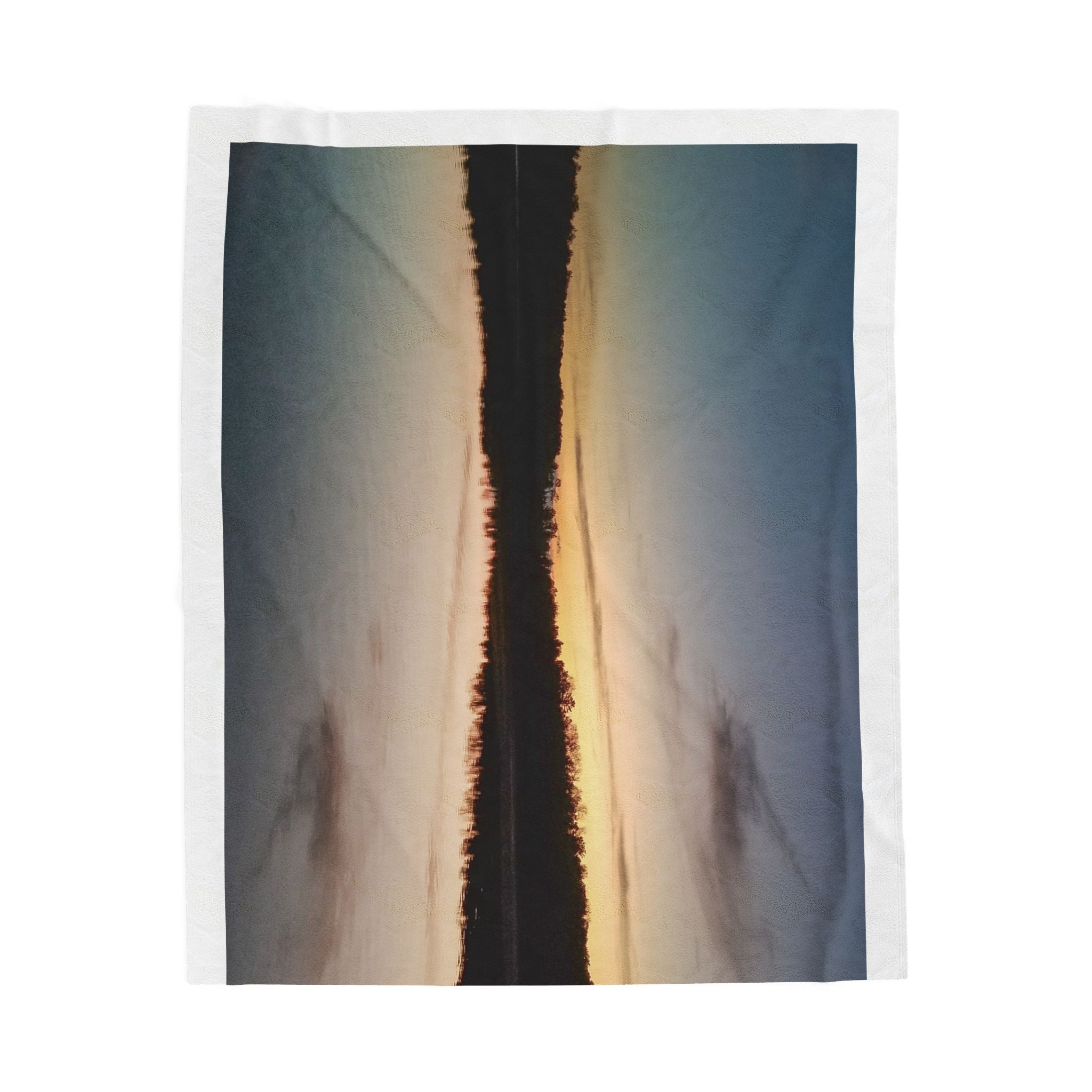 Sunset Reflection Velveteen Plush Blanket — Cozy Lake Scenery Throw