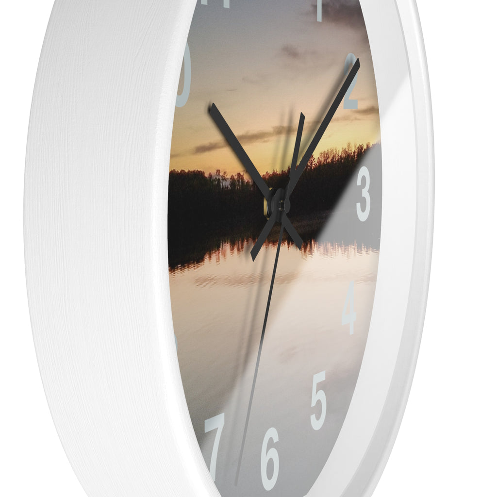 Sunset Lake Wall Clock – Reflective Nature Scenic Clock