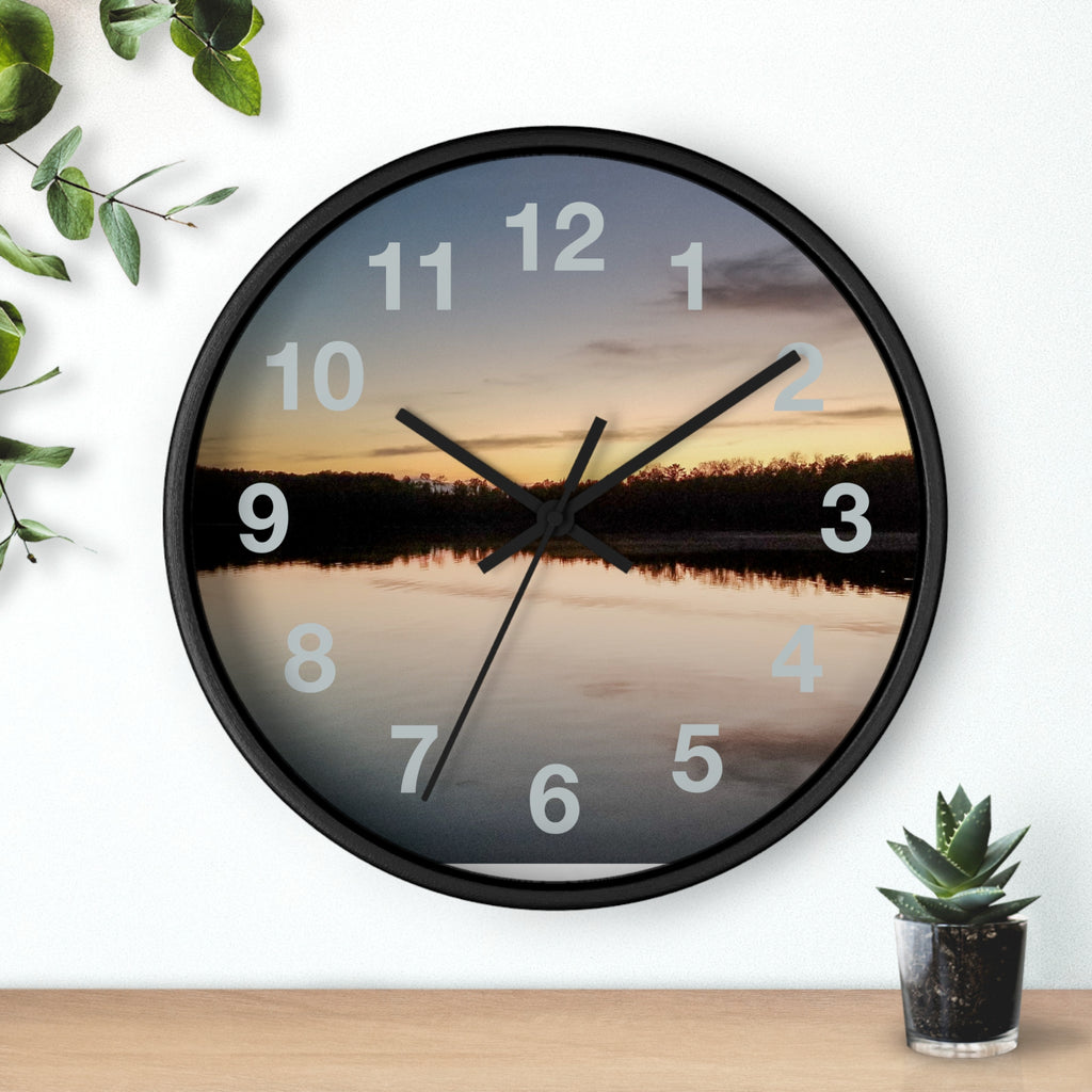 Sunset Lake Wall Clock – Reflective Nature Scenic Clock