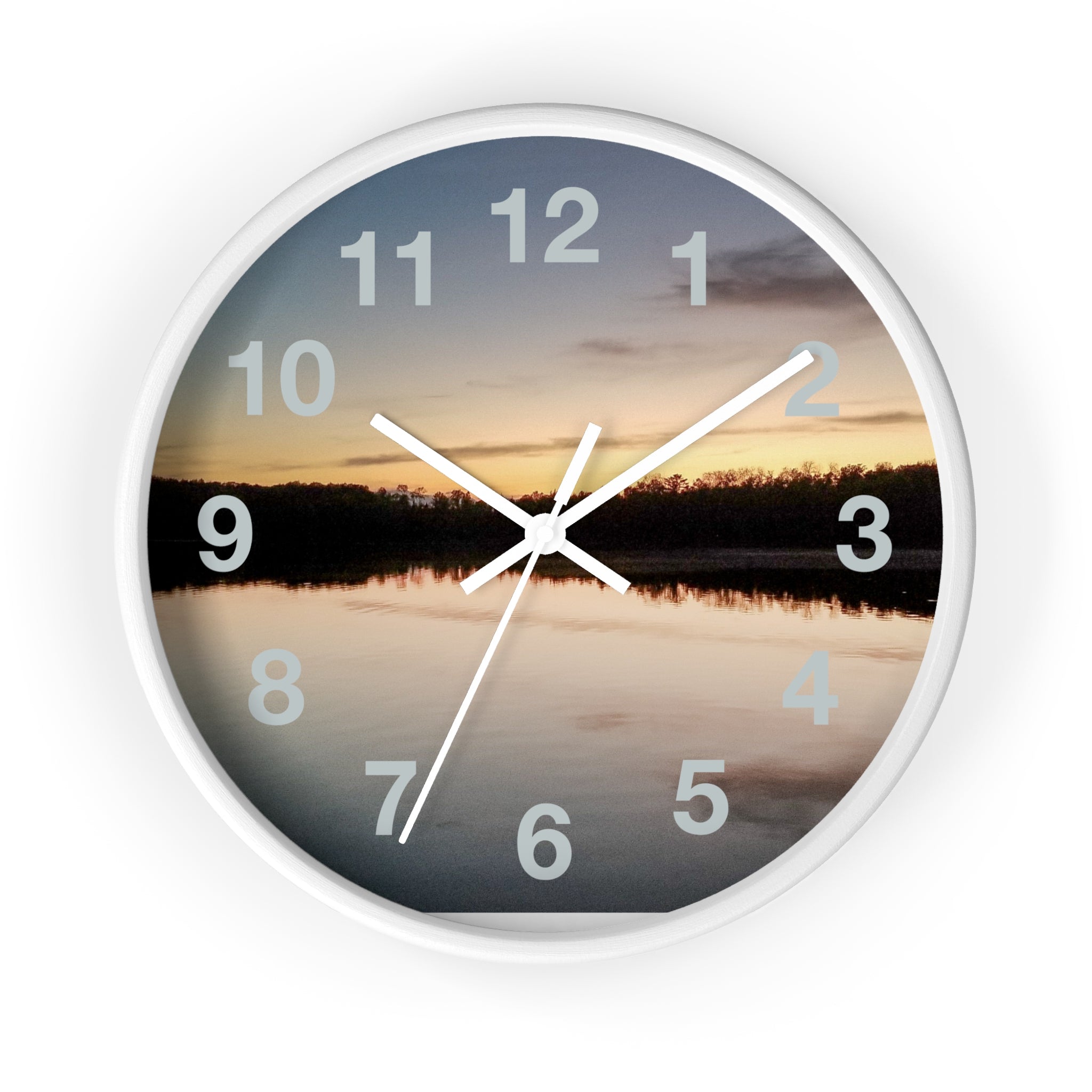 Sunset Lake Wall Clock – Reflective Nature Scenic Clock