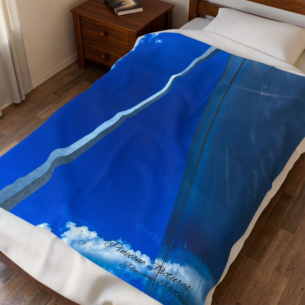 Velveteen Plush Blanket - Blue Sky & Sailboat Sail Photo Throw