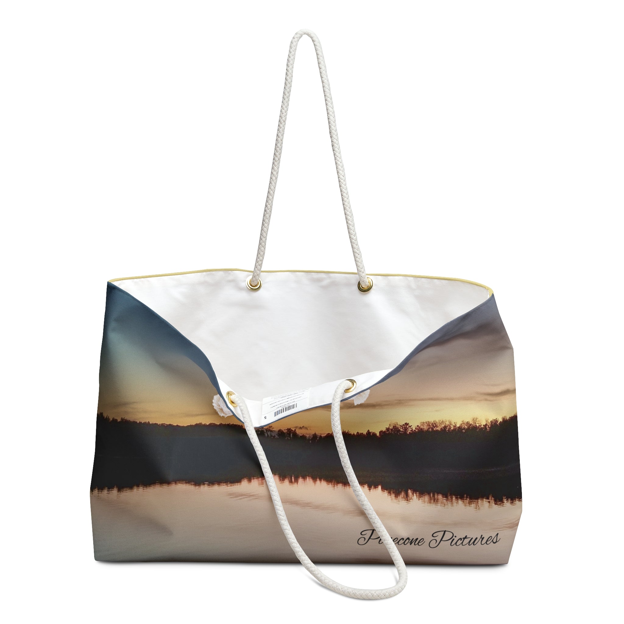 Scenic Lake Sunset Weekender Bag — Pinecone Pictures Printed Travel Tote