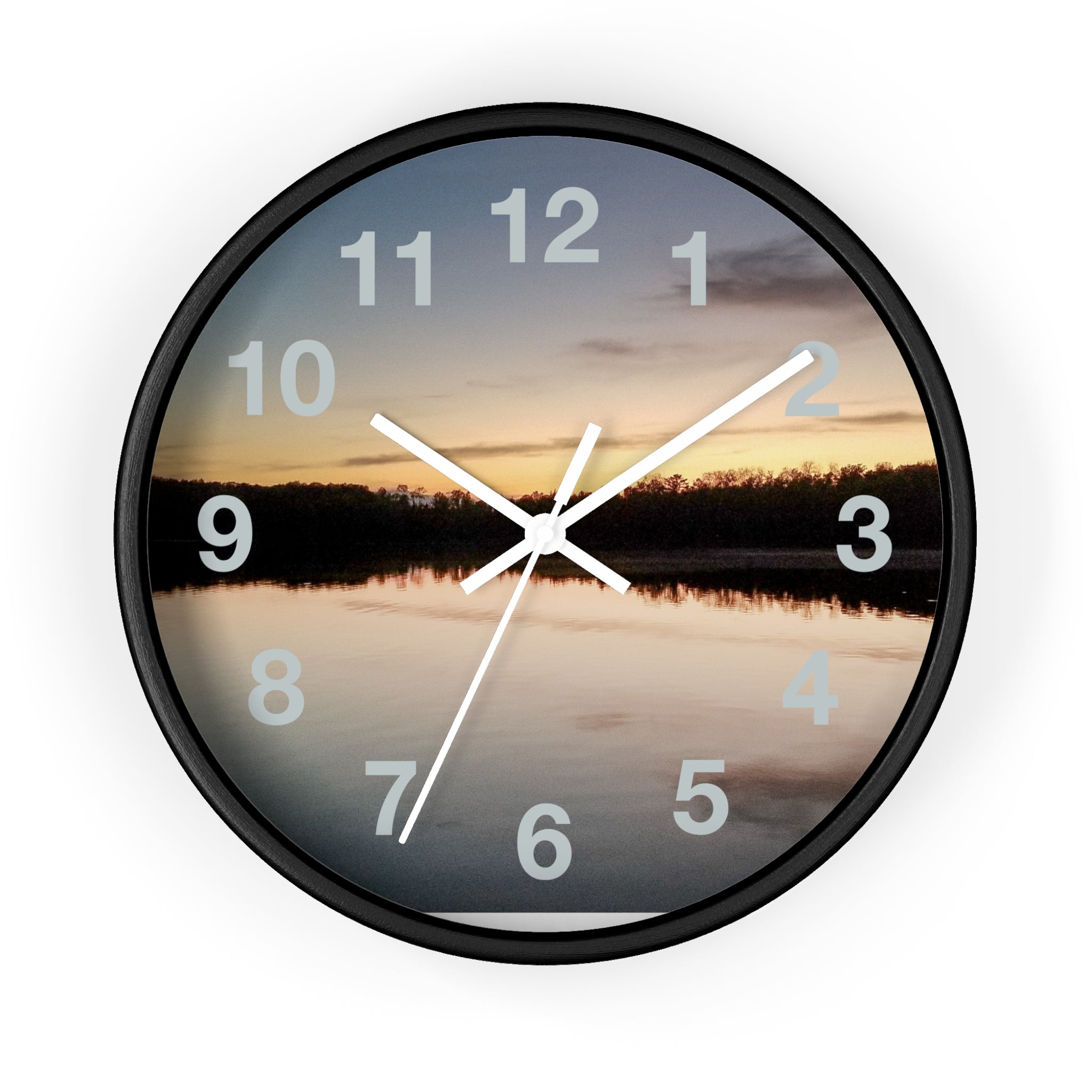 Sunset Lake Wall Clock – Reflective Nature Scenic Clock
