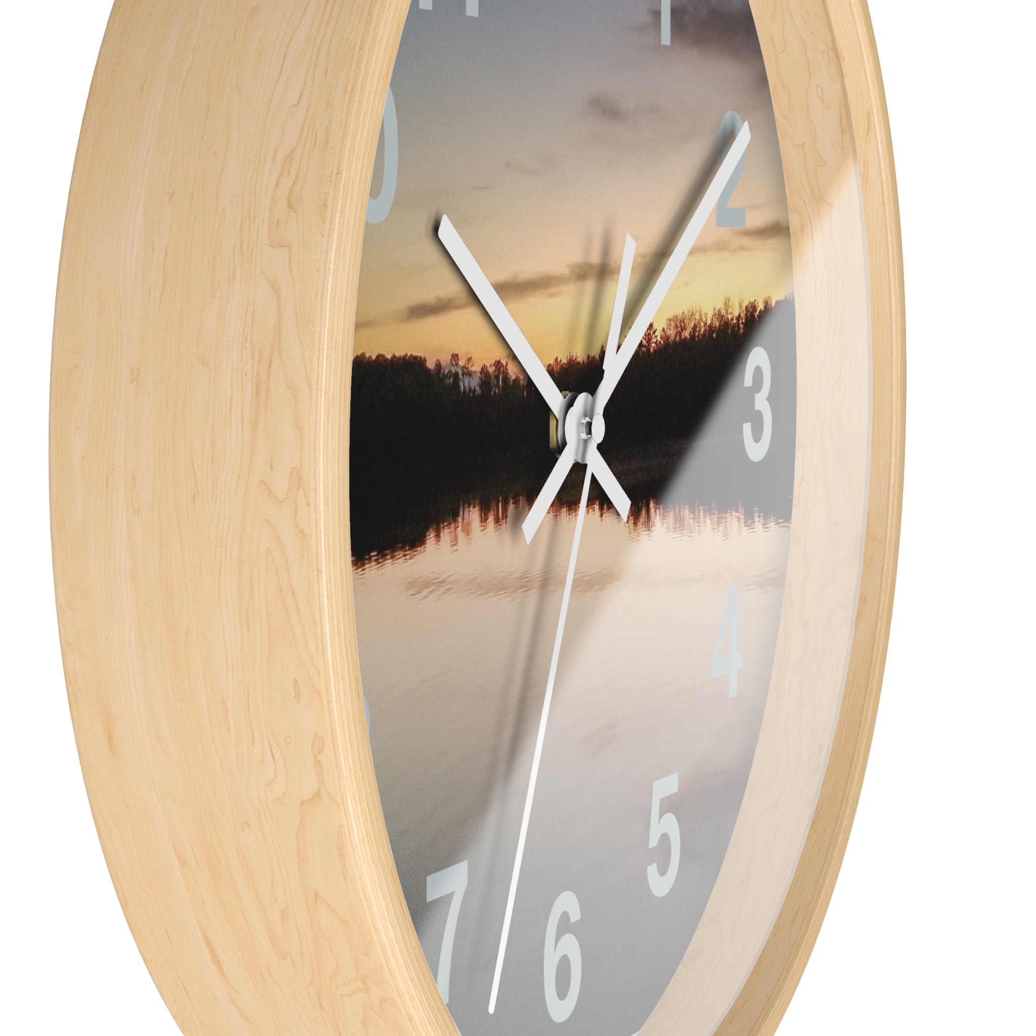 Sunset Lake Wall Clock – Reflective Nature Scenic Clock
