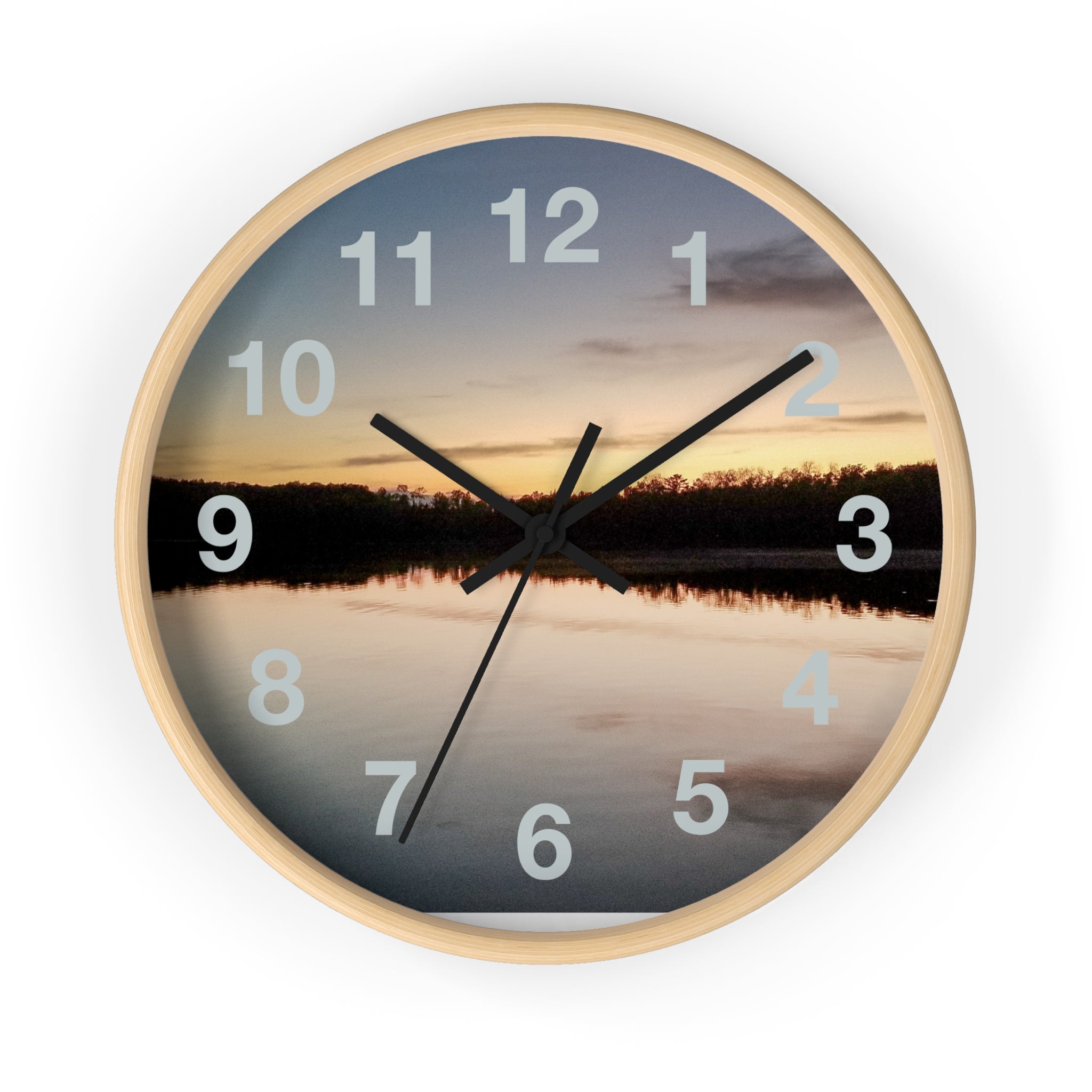 Sunset Lake Wall Clock – Reflective Nature Scenic Clock