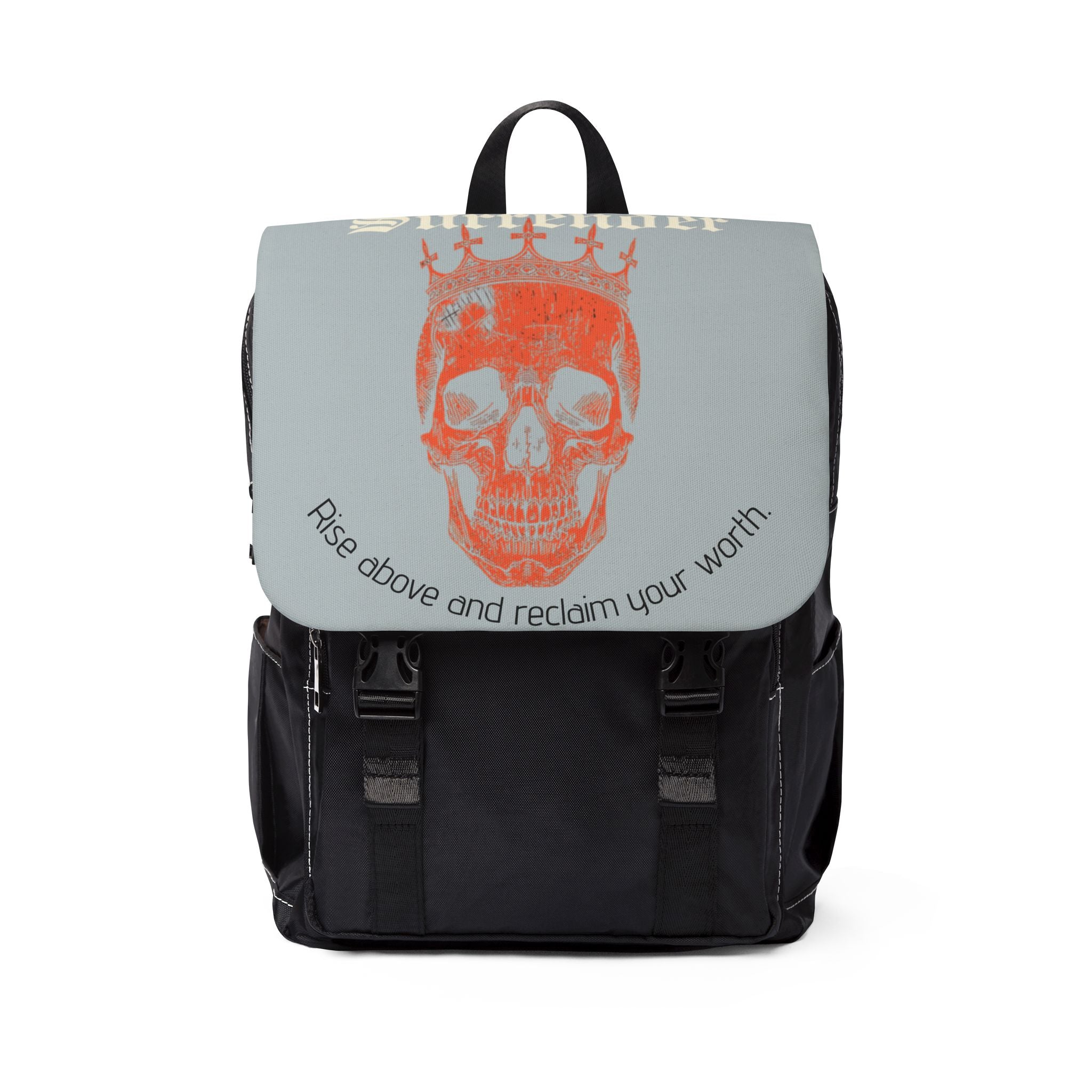 Skull Crown Backpack — “Rise Above and Reclaim Your Worth” Casual Shoulder Bag