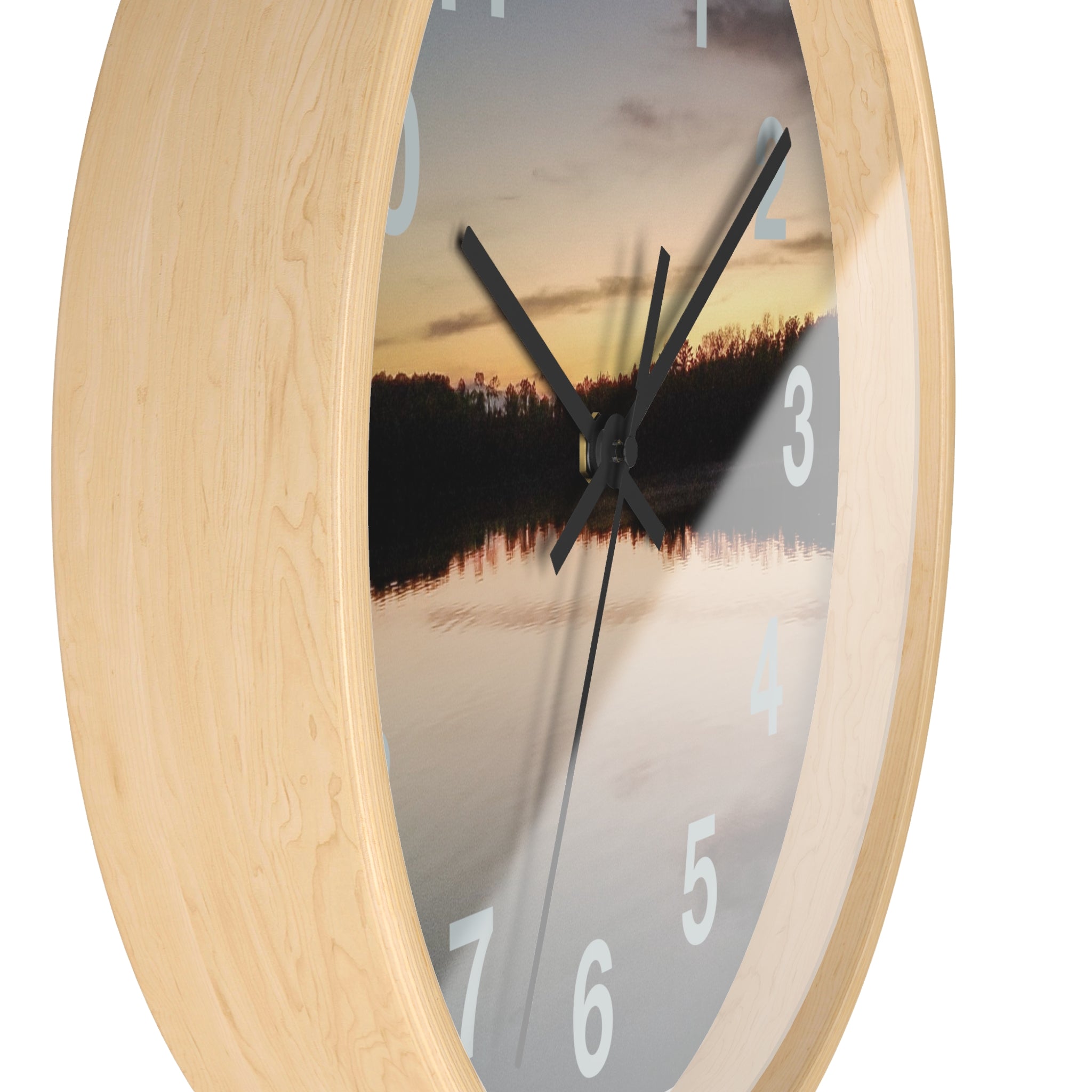 Sunset Lake Wall Clock – Reflective Nature Scenic Clock