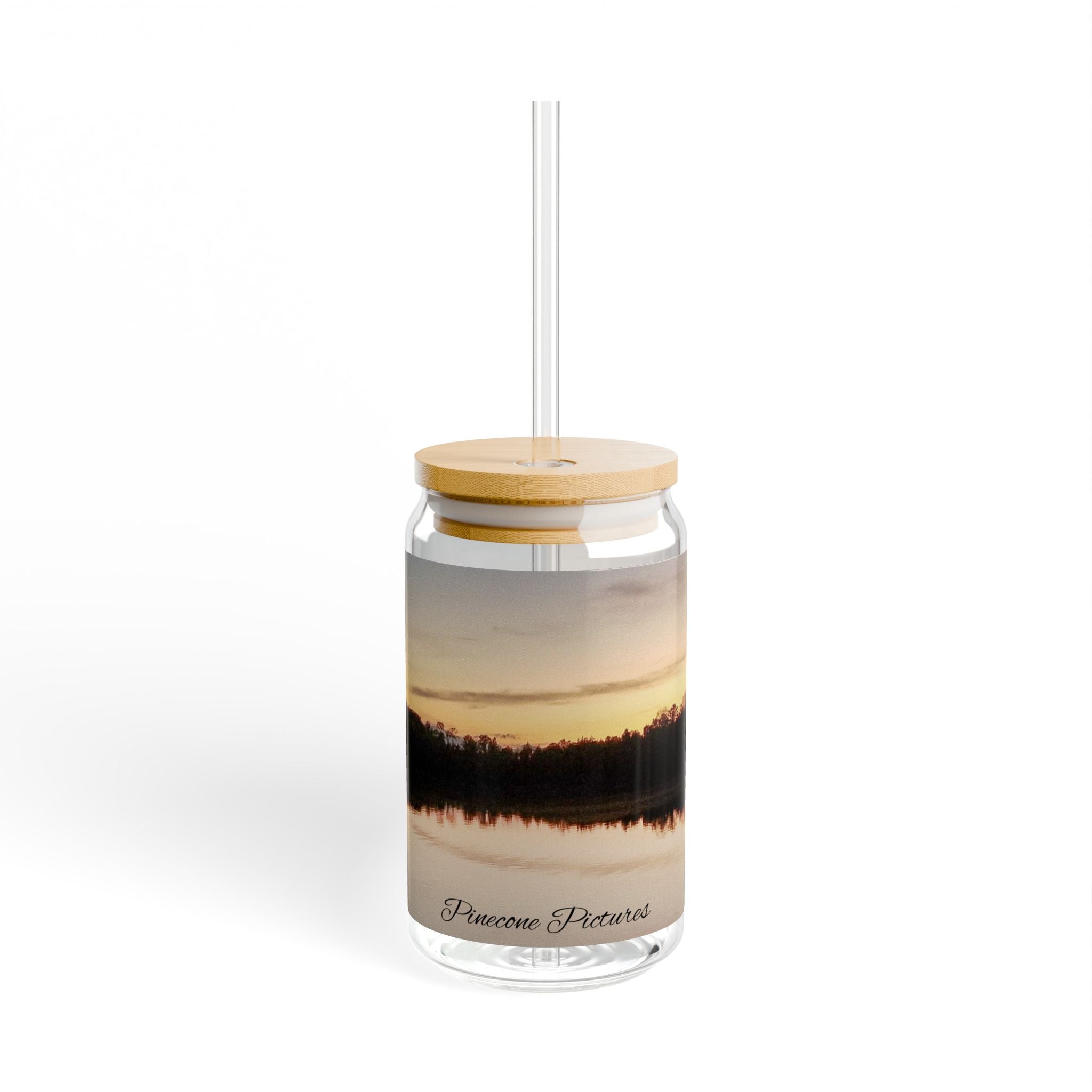 16oz Lakeside Sunset Sipper Glass with Straw