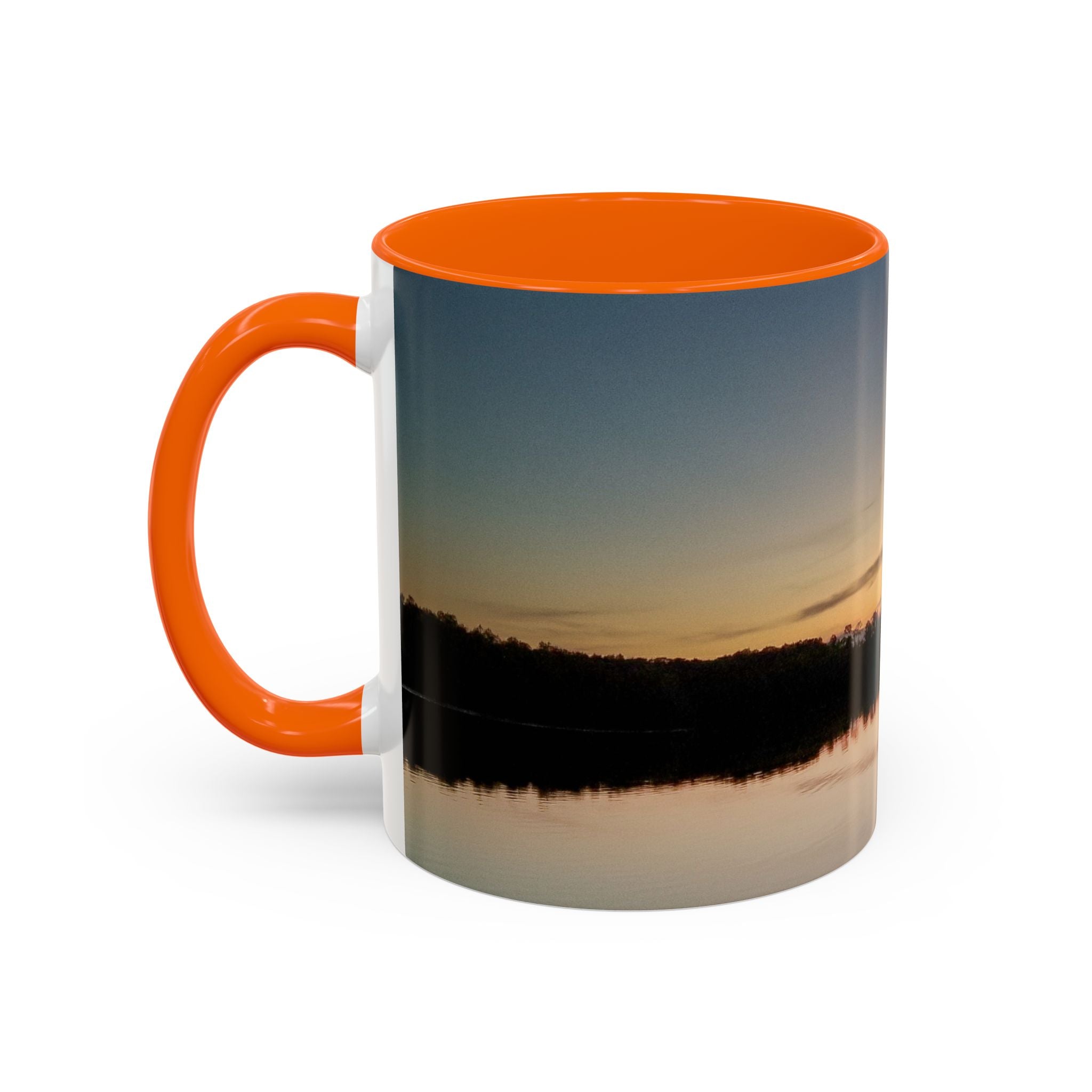 Sunset Lake Accent Coffee Mug — Scenic Reflection 11/15oz