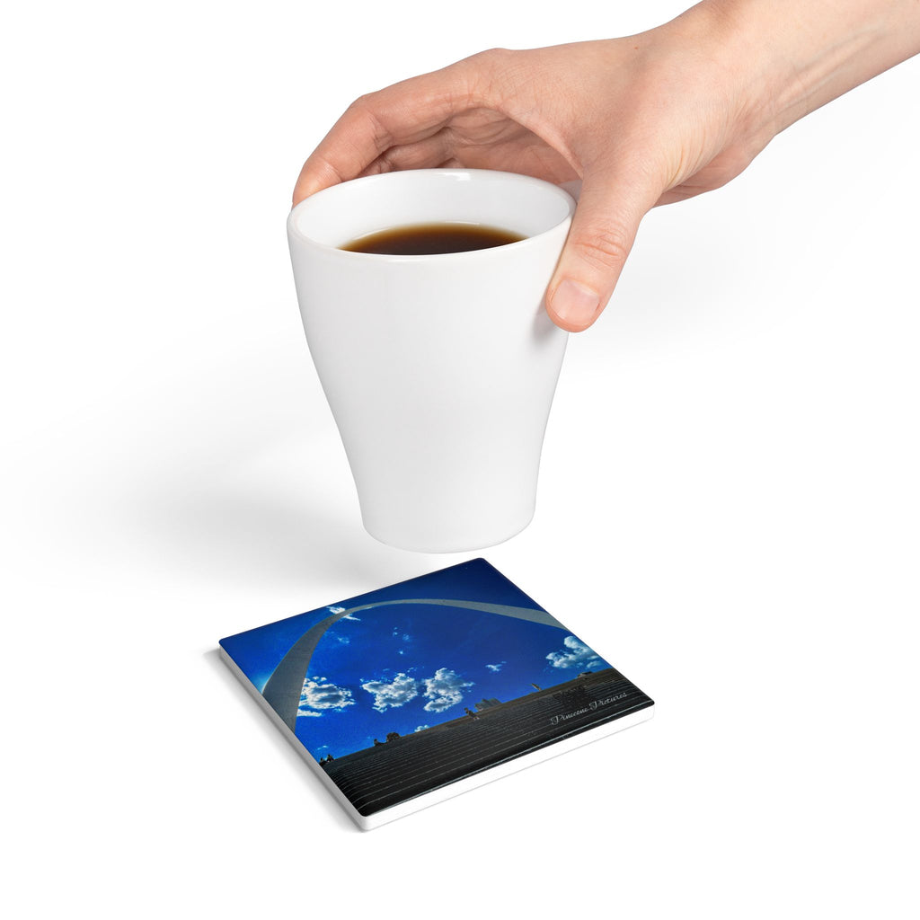 St. Louis Gateway Arch Ceramic Coaster – Scenic Landmark Drink Coaster
