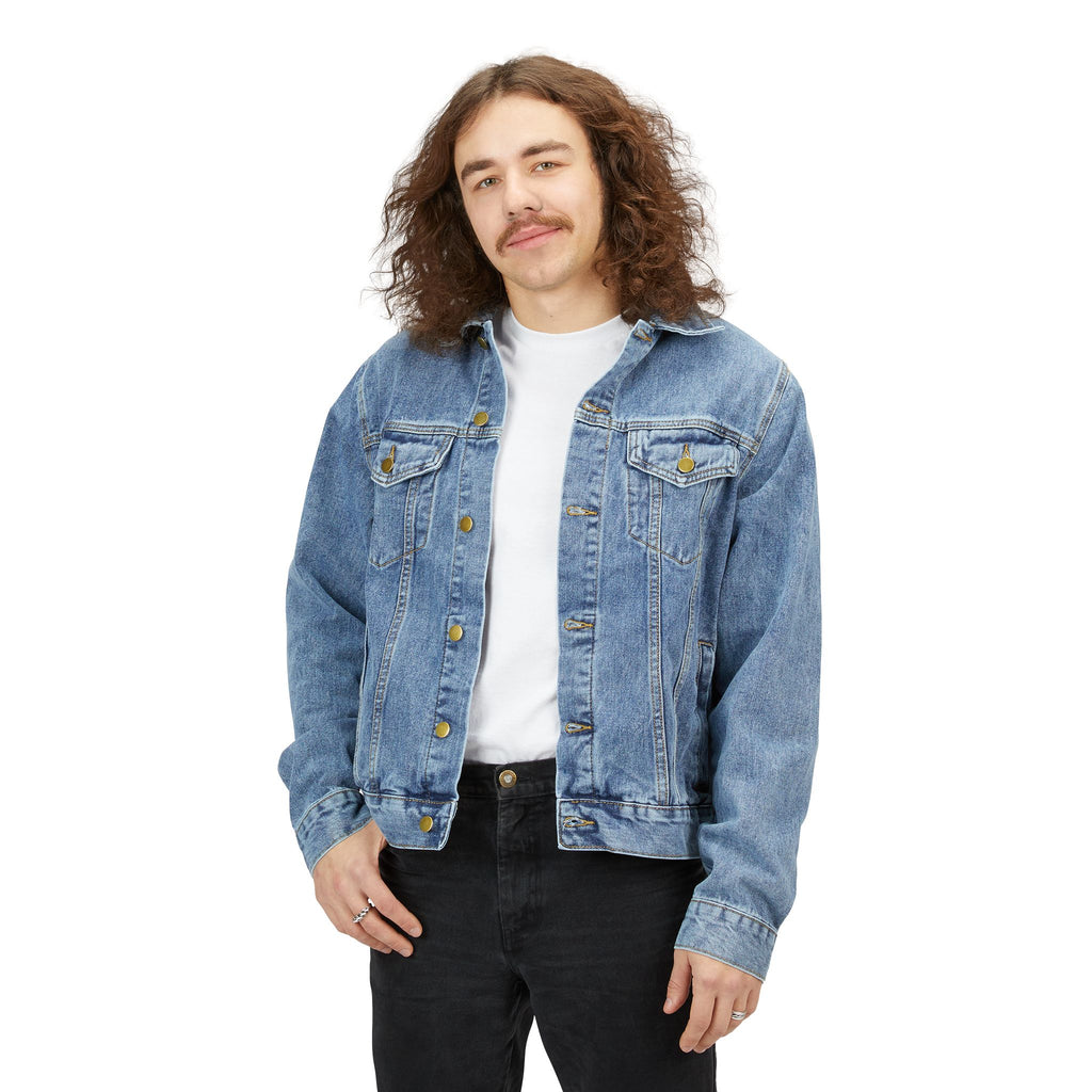 Skull & Crossbones 'Break The Chains' Denim Jacket - Men's Retro Distressed Jean Jacket