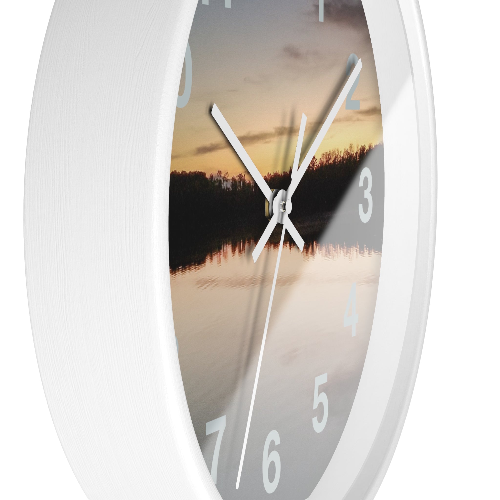 Sunset Lake Wall Clock – Reflective Nature Scenic Clock