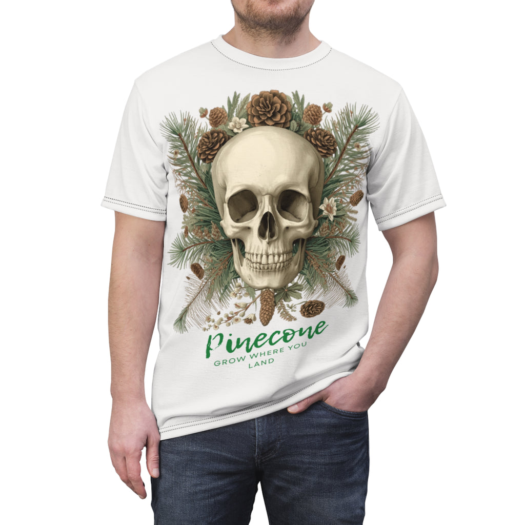 Skull & Pinecone T‑Shirt — 'Pinecone: Grow Where You Land' Nature Skull Tee