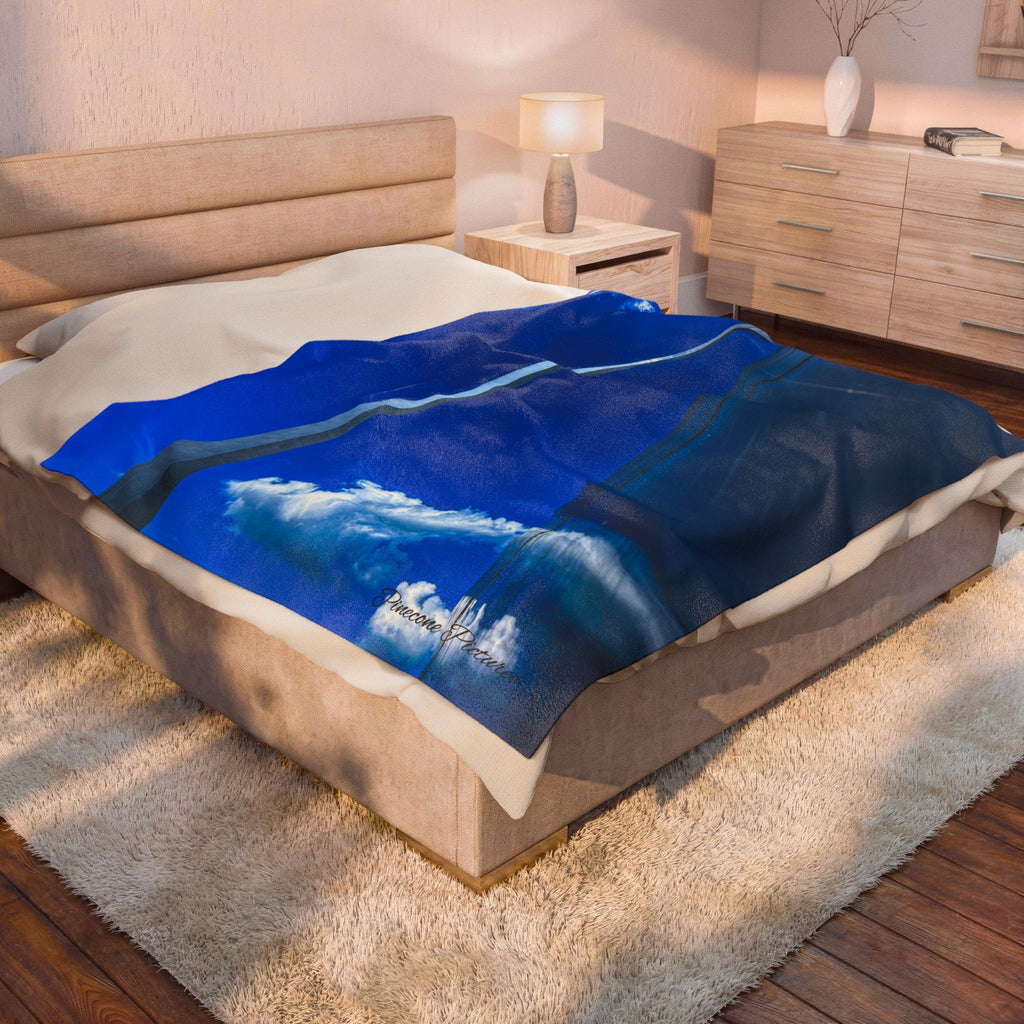 Velveteen Plush Blanket - Blue Sky & Sailboat Sail Photo Throw