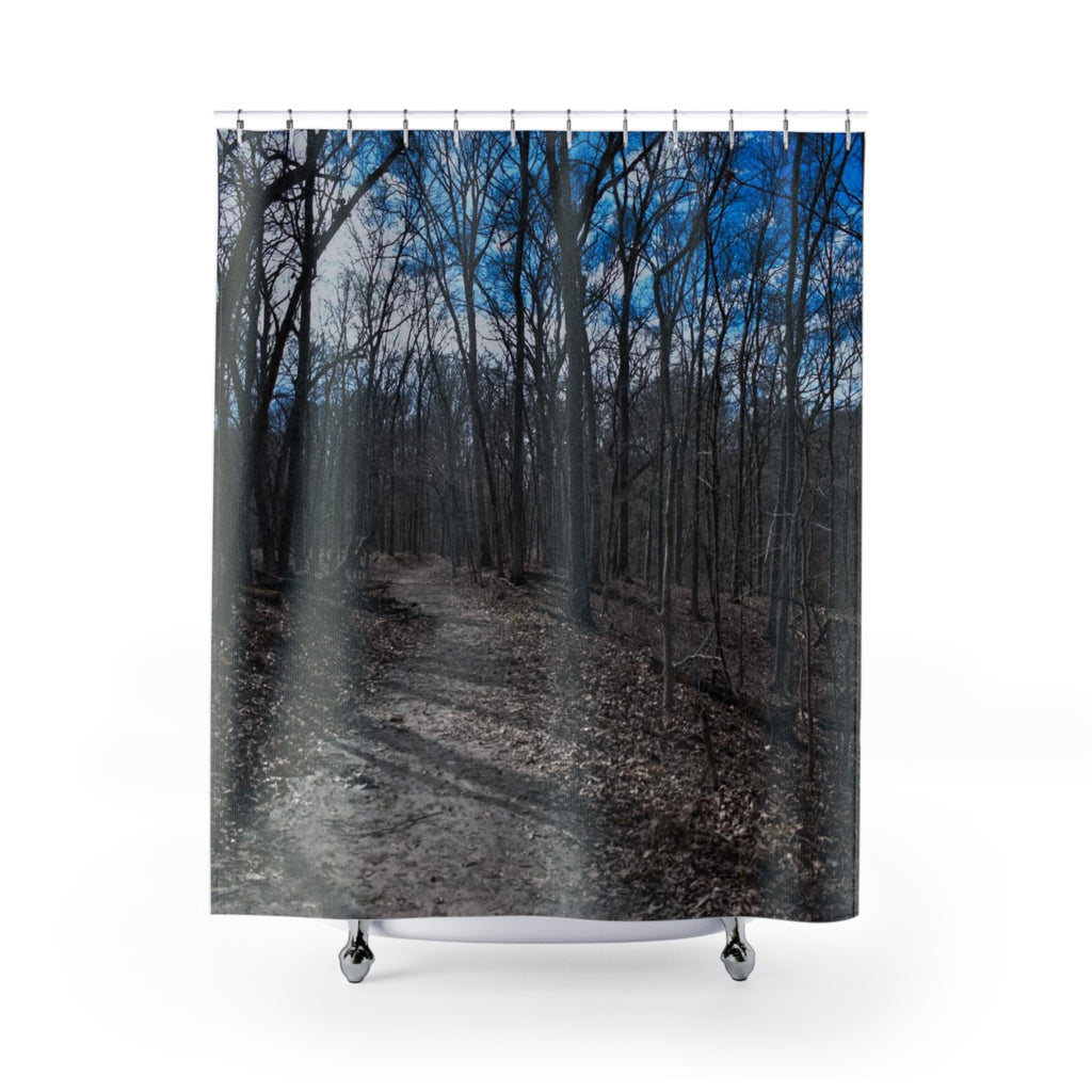 Forest Path Shower Curtain – Moody Woodland Bathroom Décor
