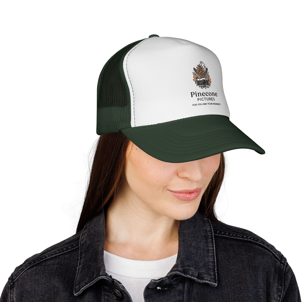 Pinecone Pictures Trucker Cap — Vintage Camera Pinecone Logo Mesh Hat