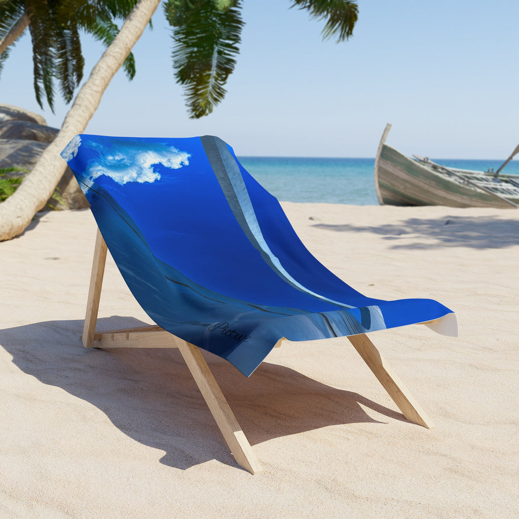 Cloud & Sail Blue Beach Towel - Nautical Sky Design