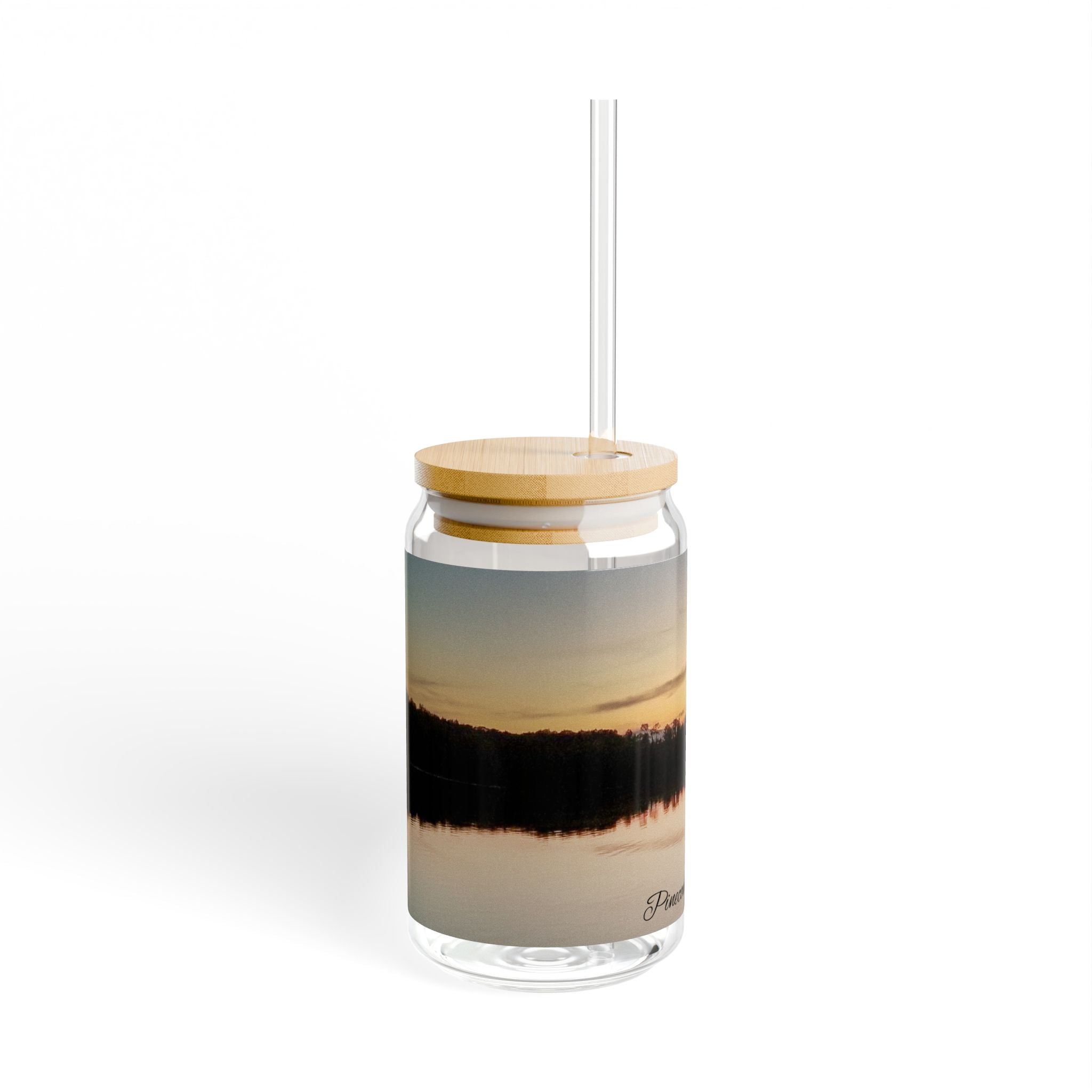 16oz Lakeside Sunset Sipper Glass with Straw