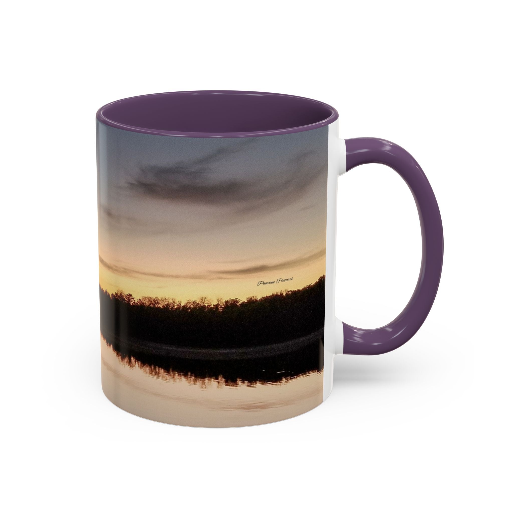Sunset Lake Accent Coffee Mug — Scenic Reflection 11/15oz