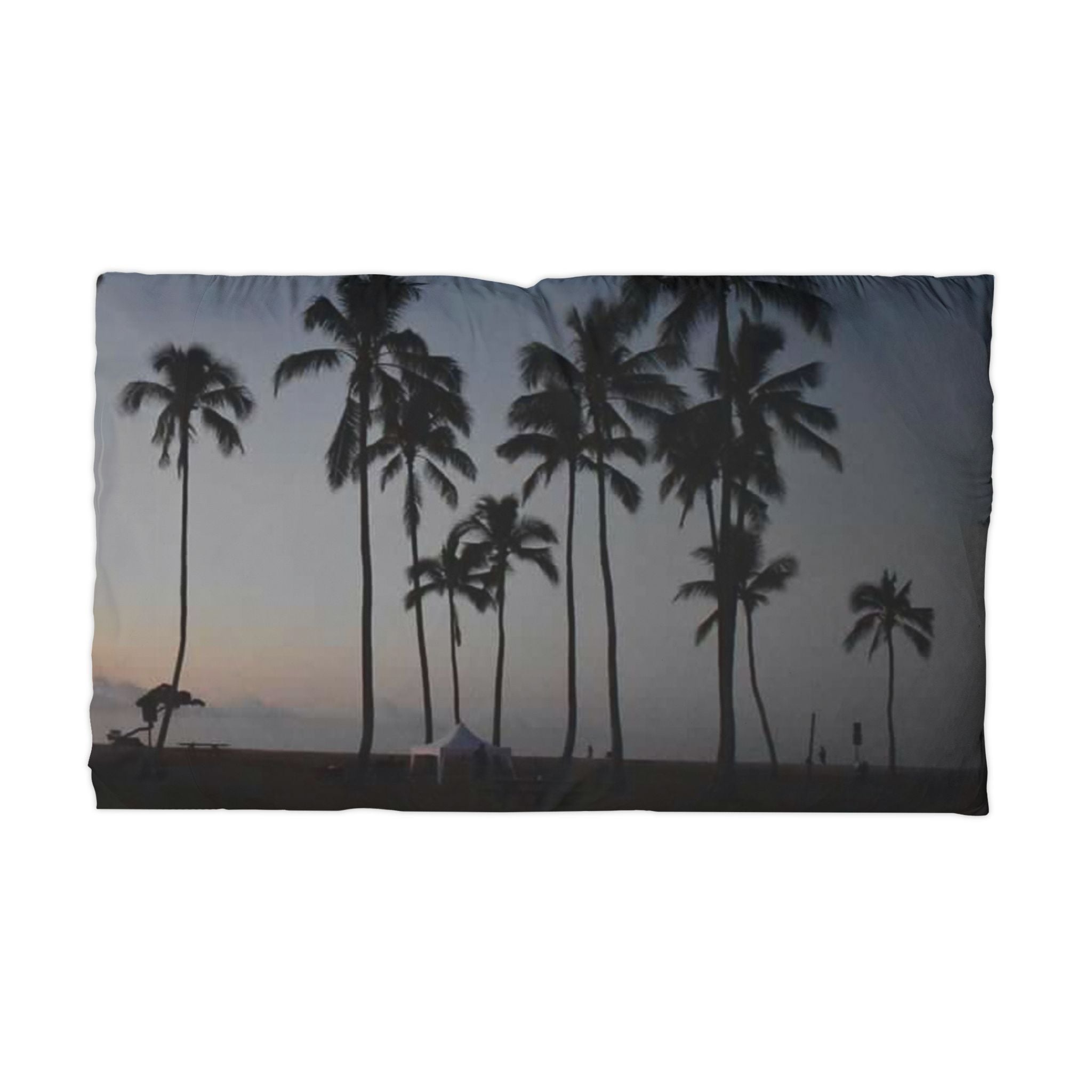 Palm Tree Sunset Pillowcase - Tropical Beach Microfiber Pillow Cover