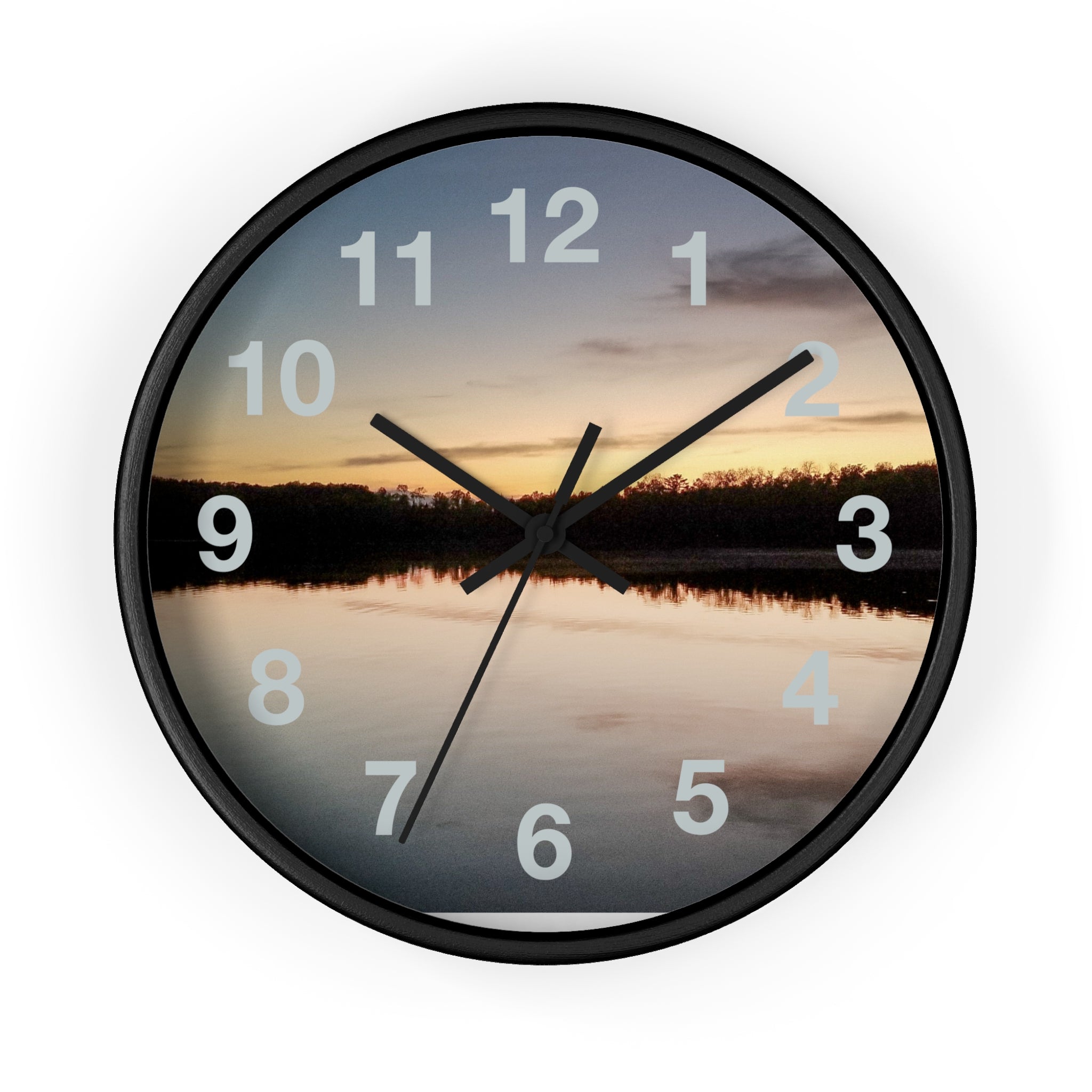 Sunset Lake Wall Clock – Reflective Nature Scenic Clock