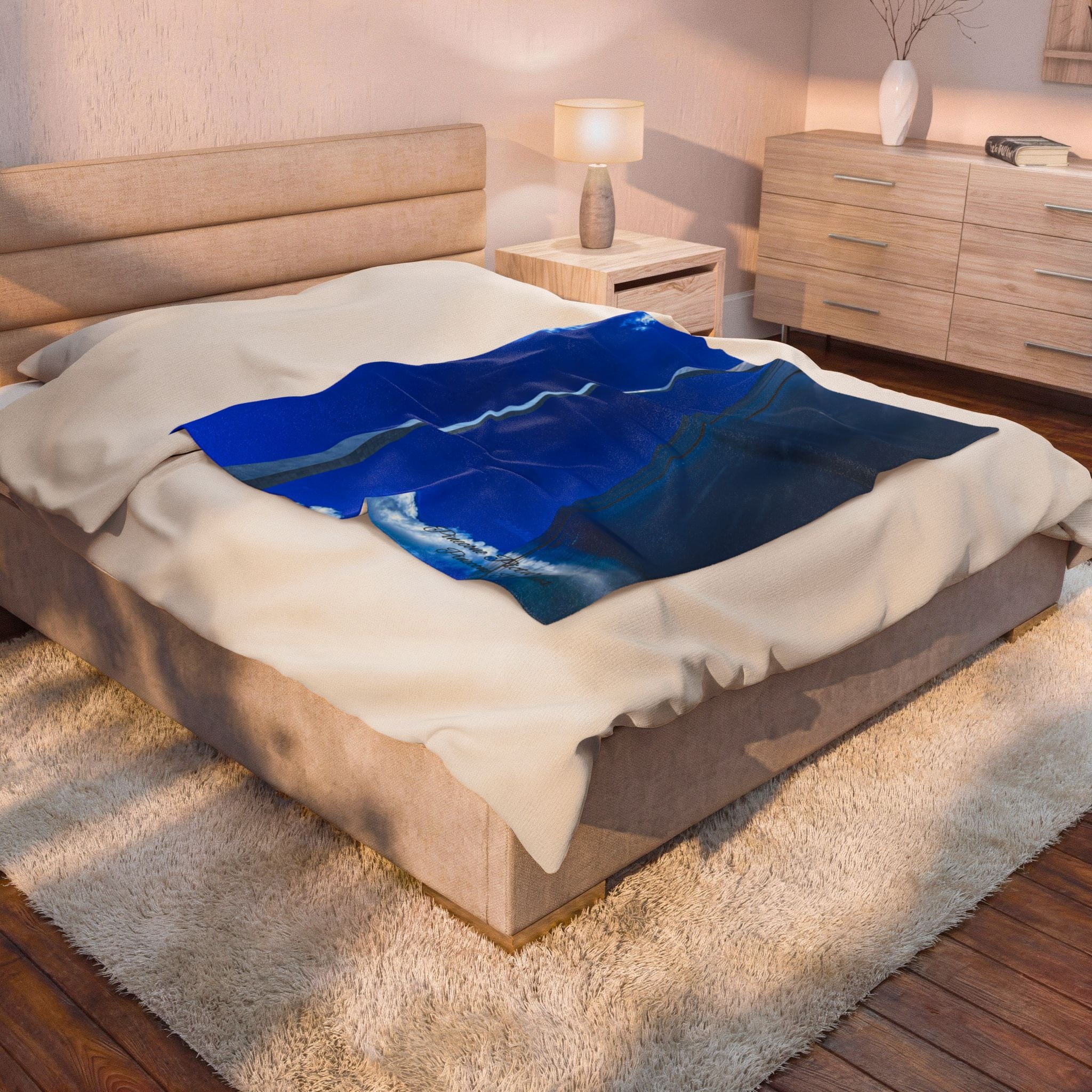 Velveteen Plush Blanket - Blue Sky & Sailboat Sail Photo Throw