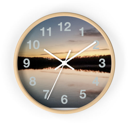 Sunset Lake Wall Clock – Reflective Nature Scenic Clock