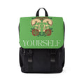 Green Skull & Roses Backpack — "Yourself" Motivational Shoulder Bag