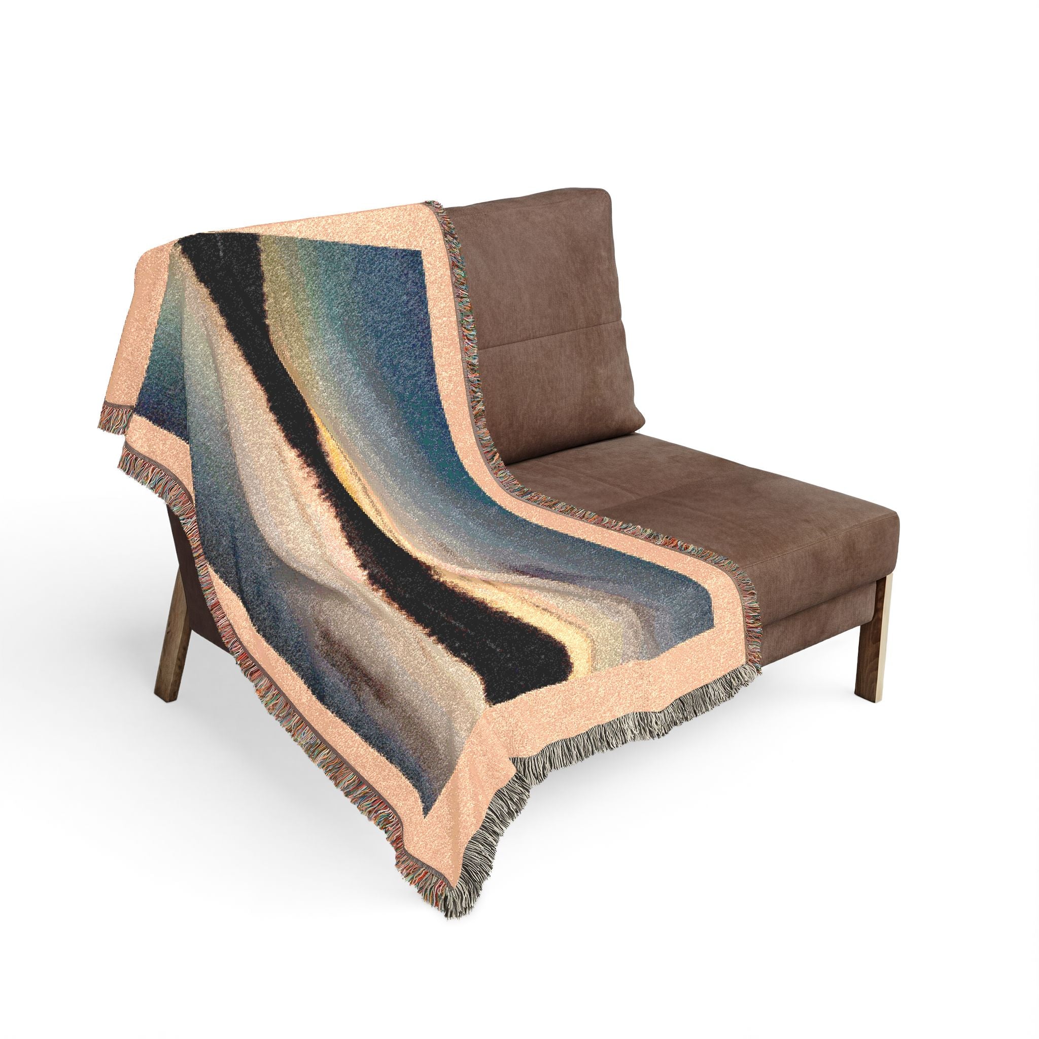 Sunset Lake Woven Blanket — Scenic Lakeside Throw for Living Room & Cabin Décor