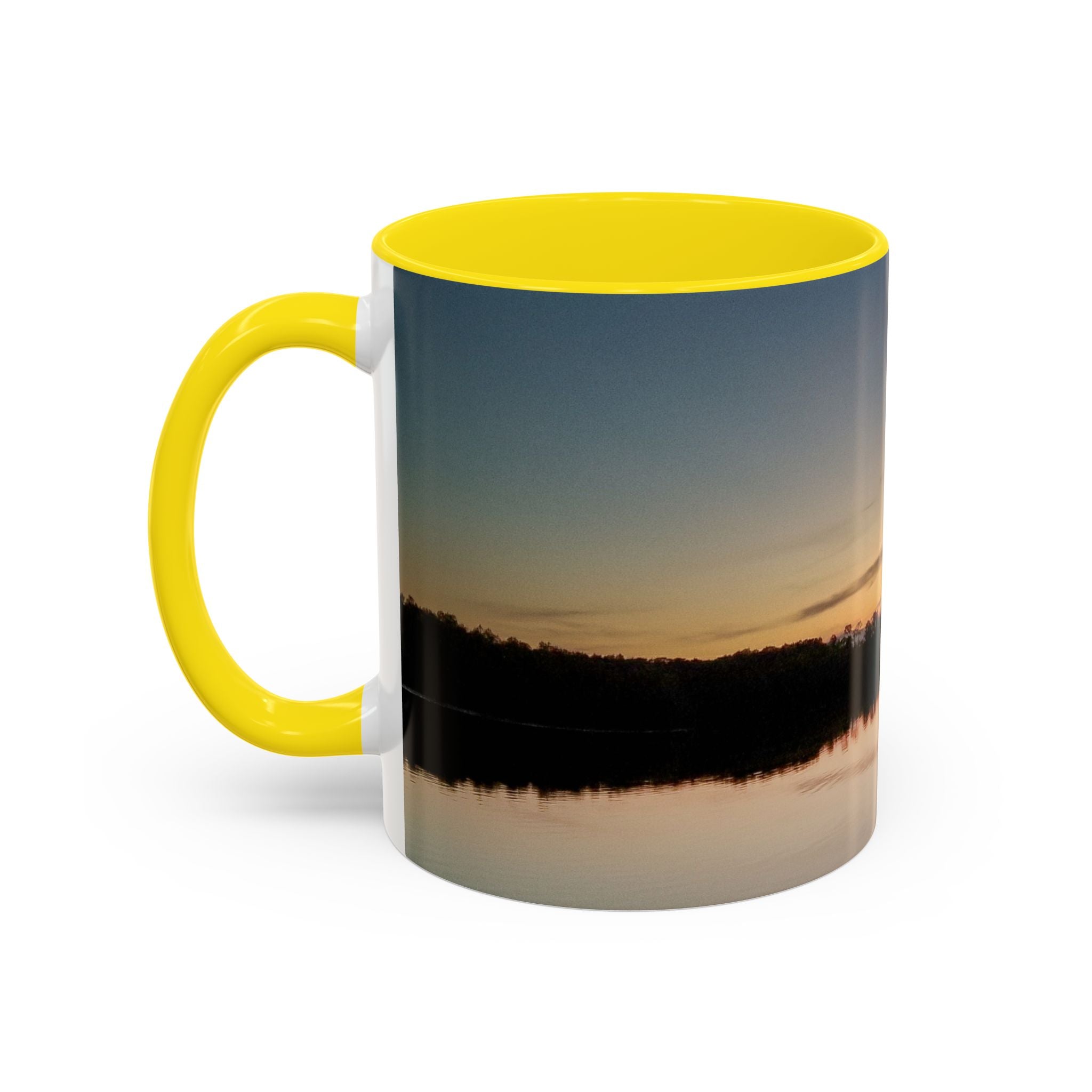 Sunset Lake Accent Coffee Mug — Scenic Reflection 11/15oz