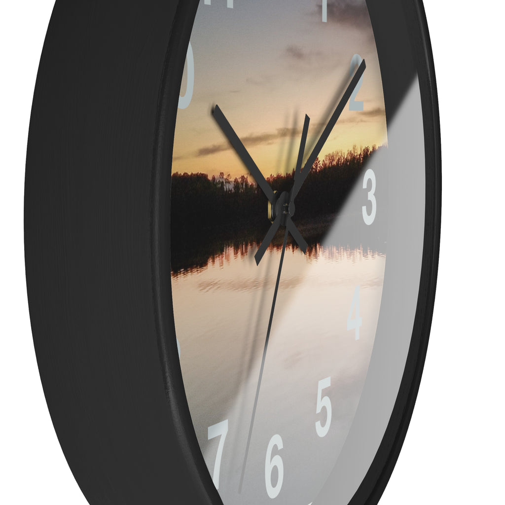 Sunset Lake Wall Clock – Reflective Nature Scenic Clock