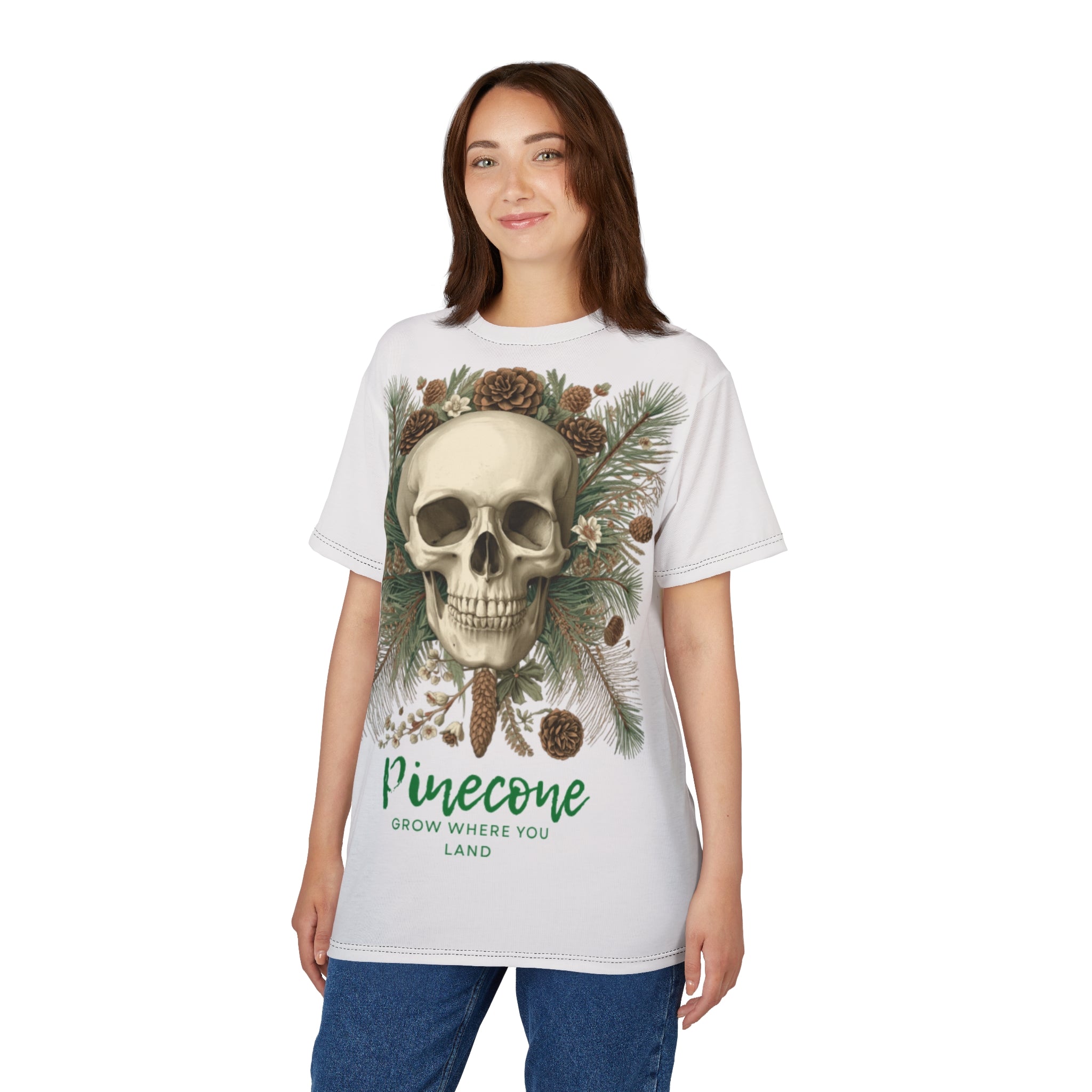 Skull & Pinecone T‑Shirt — 'Pinecone: Grow Where You Land' Nature Skull Tee